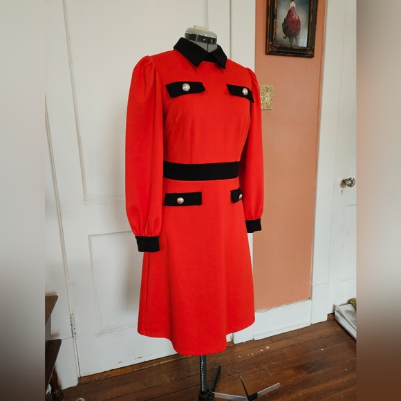 NY&Co. Red Military Dress S - Picture 2 of 8